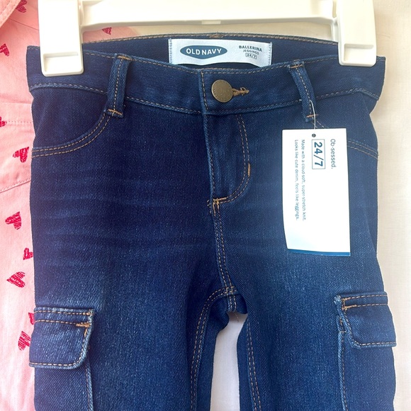 OLD NAVY | 🩷Heart Print Twill Shirt & Ballerina 24/7 Skinny Jeggings Set - Picture 2 of 11